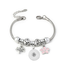 New 20mm snap button women's bracelet Flower  Tree of Life  butterfly Rhinestone