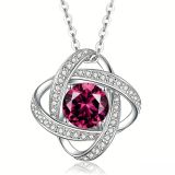 925 silver zircon clover necklace with full diamond clover pendant birthstone necklace