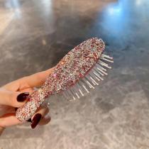 Rhinestone Anti static straight hair airbag comb, women's diamond inlaid mini portable comb, household head massage comb