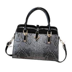 Large bag texture shiny leather snake print large capacity middle-aged women's handheld bag