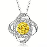 925 silver zircon clover necklace with full diamond clover pendant birthstone necklace