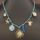 Summer starfish pearl heart turtle sun pendant necklace dopamine stainless steel collarbone chain