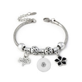 New 20mm snap button women's bracelet Flower  Tree of Life  butterfly Rhinestone