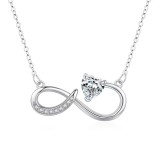 Women's Gold Heart Lucky 8 Diamond Love Pendant Necklace Jewelry