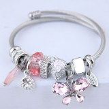 Stainless steel open bracelet, butterfly crystal tassel bracelet, crystal bead bead bead bracelet, string bracelet, and jewelry