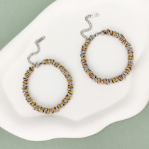 Titanium steel bracelet with circular rings, bead rings, interlocking rings, and non fading jewelry