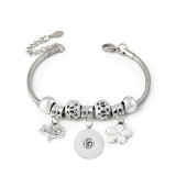 New 20mm snap button women's bracelet Flower  Tree of Life  butterfly Rhinestone