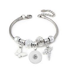 New 20mm snap button women's bracelet  elf  butterfly Rhinestone