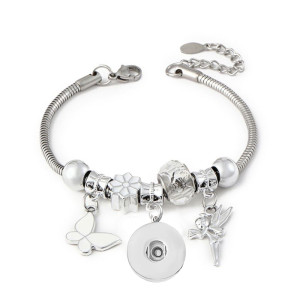 New 20mm snap button women's bracelet  elf  butterfly Rhinestone