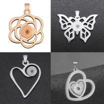 Stainless steel love Butterfly  flower Pendant  fit 20MM Snaps button jewelry wholesale