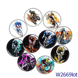 20MM 10pcs/lot  Sport bike Print glass snap button charms