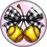 20MM 10pcs/lot  Sports baseball softball Print glass snap button charms