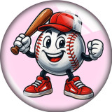 20MM 10pcs/lot  Sports baseball softball Print glass snap button charms