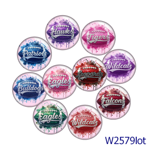 20MM 10pcs/lot  Sports teams football Print glass snap button charms