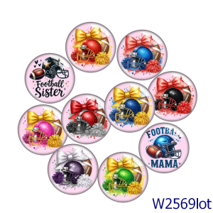 20MM 10pcs/lot  Sports football Print glass snap button charms