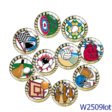 20MM 10pcs/lot  Sports baseball balls  Print glass snap button charms