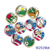 20MM 10pcs/lot  Sports balls Print glass snap button charms