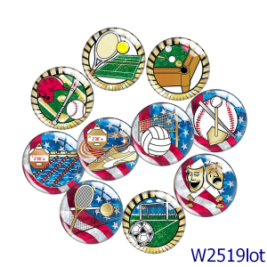 20MM 10pcs/lot  Sports balls Print glass snap button charms