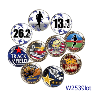 20MM 10pcs/lot  track and field Sports Print glass snap button charms