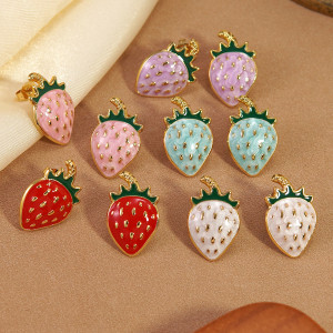 Drip Oil Strawberry Earrings Creative Fruit Series Stainless Steel Earrings Jewelry