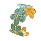 Oil Flower Stainless Steel Bracelet Flower C-shaped Open Bracelet