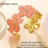Oil Flower Stainless Steel Bracelet Flower C-shaped Open Bracelet