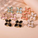 Drip glazed palace style tulip petal earrings flower titanium steel earrings earrings