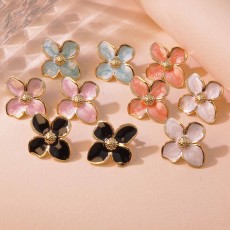 Drip glazed palace style tulip petal earrings flower titanium steel earrings earrings
