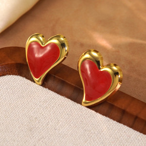 Valentine's Day Drip oil heart-shaped stainless steel earrings,  jewelry that does not fade