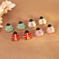 Colorful oil dripping ladybug earrings insect stainless steel earrings jewelry