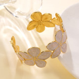Oil Flower Stainless Steel Bracelet Flower C-shaped Open Bracelet