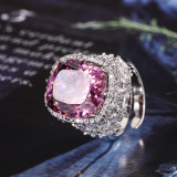 2024 Zhuangsheng Jewelry Copper Bottom Gold Plated Simulated Corundum Heavy Industry Full Diamond Ring 14 * 16