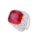 2024 Zhuangsheng Jewelry Copper Bottom Gold Plated Simulated Corundum Heavy Industry Full Diamond Ring 14 * 16