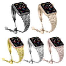 Suitable for Apple iWatch watch strap with rhinestone alloy metal strap