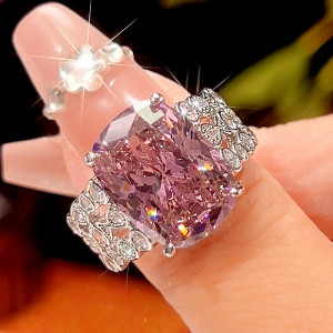 Huabi Jewelry Copper Bottom Gold Plated Simulation Para Green Bird's Nest Cutting High End Ring for Women 12 * 16