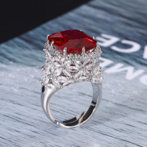 2024 Zhuangsheng Jewelry Copper Bottom Gold Plated Simulated Corundum Heavy Industry Full Diamond Ring 14 * 16