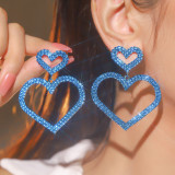 Valentine's Day Sparkling Water Diamond Love Earrings Women's Fashion Peach Heart Earrings