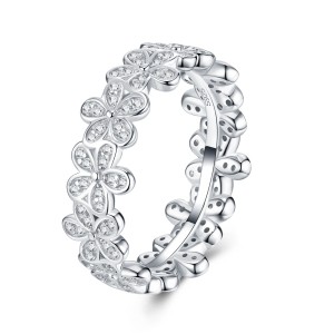 New Love flower Women S925 Silver Moissanite Ring