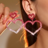 Valentine's Day Sparkling Water Diamond Love Earrings Women's Fashion Peach Heart Earrings