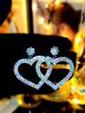 Valentine's Day Sparkling Water Diamond Love Earrings Women's Fashion Peach Heart Earrings
