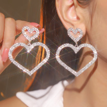 Valentine's Day Sparkling Water Diamond Love Earrings Women's Fashion Peach Heart Earrings