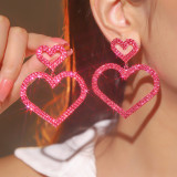 Valentine's Day Sparkling Water Diamond Love Earrings Women's Fashion Peach Heart Earrings