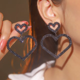 Valentine's Day Sparkling Water Diamond Love Earrings Women's Fashion Peach Heart Earrings