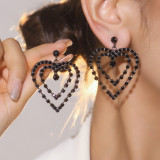 Valentine's Day Sparkling Water Diamond Love Earrings Women's Fashion Peach Heart Earrings