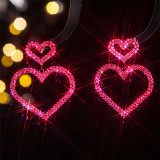 Valentine's Day Sparkling Water Diamond Love Earrings Women's Fashion Peach Heart Earrings