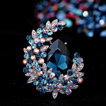 Crystal Moon brooch women's sweater autumn and winter accessories brooch chest flower