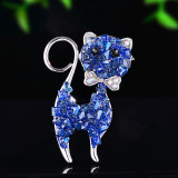 Blue crystal kitten brooch Japanese cute style exquisite chest flower brooch sweater jacket commuting accessories