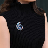Crystal Moon brooch women's sweater autumn and winter accessories brooch chest flower