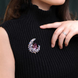 Crystal Moon brooch women's sweater autumn and winter accessories brooch chest flower