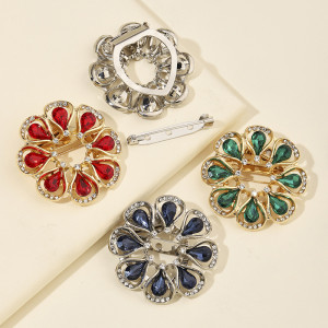 New flower brooch, rhinestone hem knot buckle, multifunctional dual-purpose fixed buckle